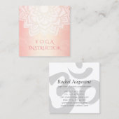YOGA Meditation Instructor Chic Roos Gold Mandala Vierkante Visitekaartje (Voorkant / Achterkant)