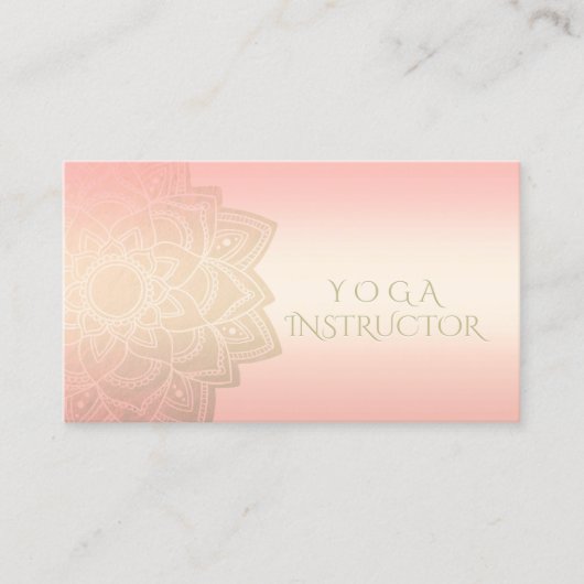 YOGA Meditation Instructor Chic Roos Gold Mandala Visitekaartje (Voorkant)