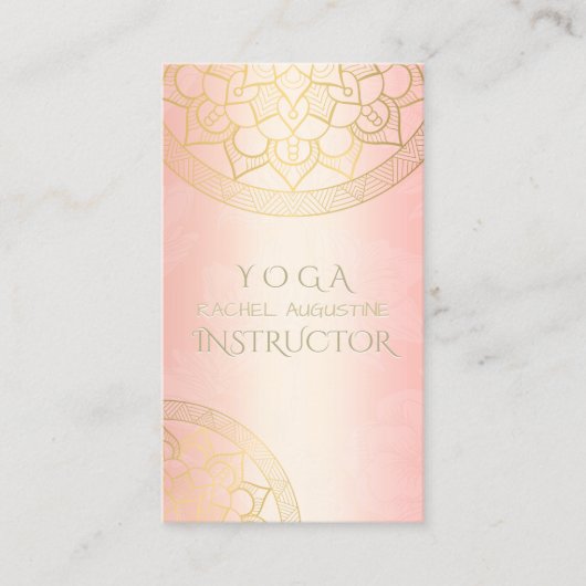 YOGA Meditation Instructor Chic Roos Gold Mandala Visitekaartje (Voorkant)