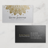 YOGA Meditation Instructor Chic White Gold Mandala Visitekaartje (Voorkant / Achterkant)