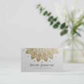 YOGA Meditation Instructor Chic White Gold Mandala Visitekaartje (Staand voorkant)