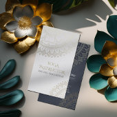 Yoga Meditation Instructor Chic White Gold Mandala Visitekaartje