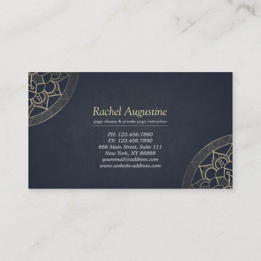 Yoga Meditation Instructor Chic White Gold Mandala Visitekaartje (Achterkant)