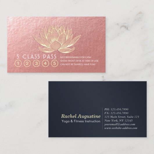 Yoga Meditation Instructor Class Pass Loyalty (Voorkant / Achterkant)