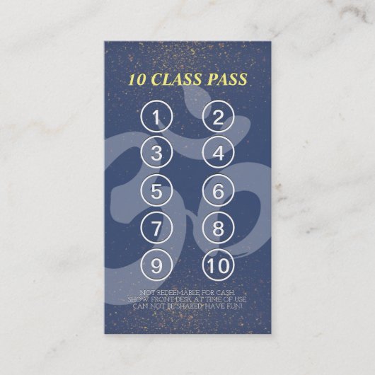 Yoga Meditation Instructor Class Pass Loyalty Kaar (Voorkant)
