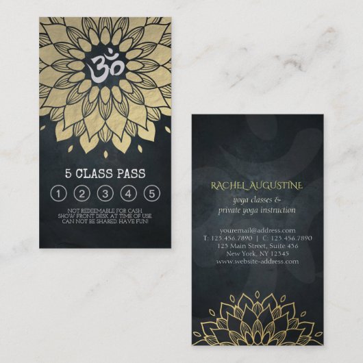 Yoga Meditation Instructor Class Pass Loyalty Kaar (Voorkant / Achterkant)