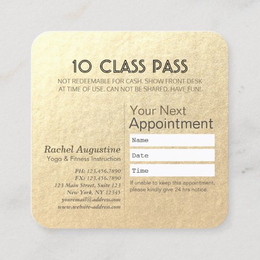 Yoga Meditation Instructor Class Pass Loyalty Kaar (Achterkant)