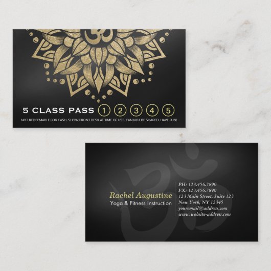 Yoga Meditation Instructor Class Pass Loyalty Kaar (Voorkant / Achterkant)