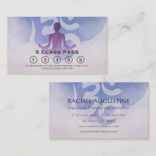 Yoga Meditation Instructor Class Pass Loyalty Kaar (Voorkant / Achterkant)