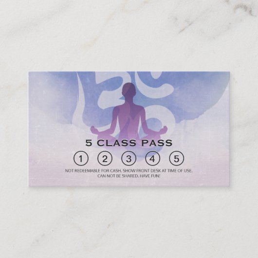 Yoga Meditation Instructor Class Pass Loyalty Kaar (Voorkant)