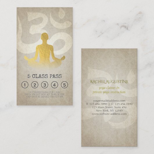Yoga Meditation Instructor Class Pass Loyalty Kaar (Voorkant / Achterkant)