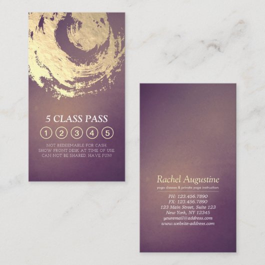 Yoga Meditation Instructor Class Pass Loyalty Kaar (Voorkant / Achterkant)