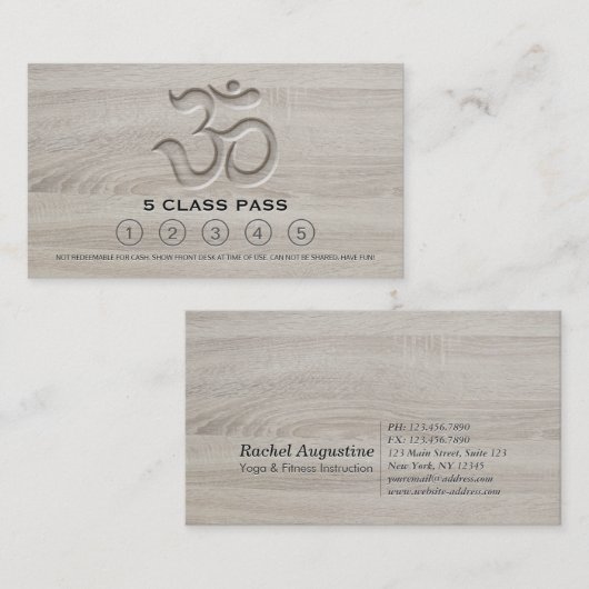 Yoga Meditation Instructor Class Pass Loyalty Kaar (Voorkant / Achterkant)