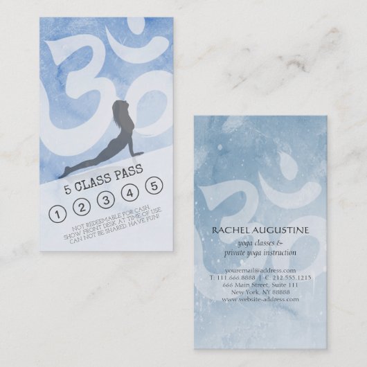 Yoga Meditation Instructor Class Pass Loyalty Kaar (Voorkant / Achterkant)