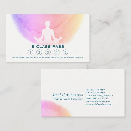 Yoga Meditation Instructor Class Pass Loyalty Kaar (Voorkant / Achterkant)