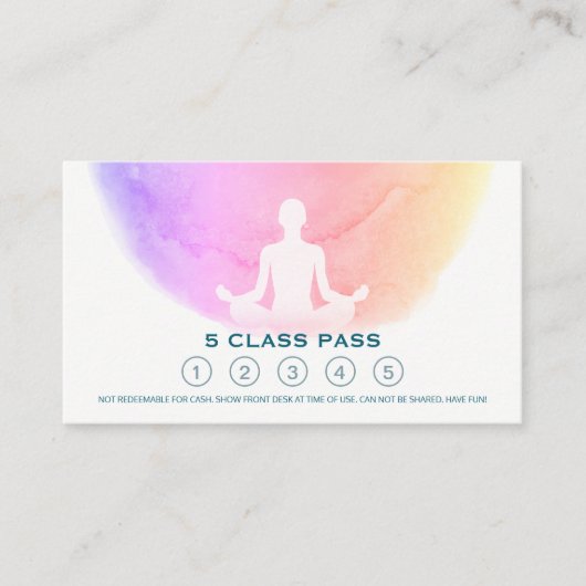 Yoga Meditation Instructor Class Pass Loyalty Kaar (Voorkant)