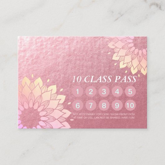 Yoga Meditation Instructor Class Pass Loyalty Kaar (Voorkant)