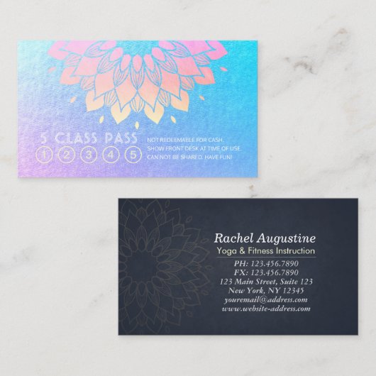 Yoga Meditation Instructor Class Pass Loyalty Kaar (Voorkant / Achterkant)