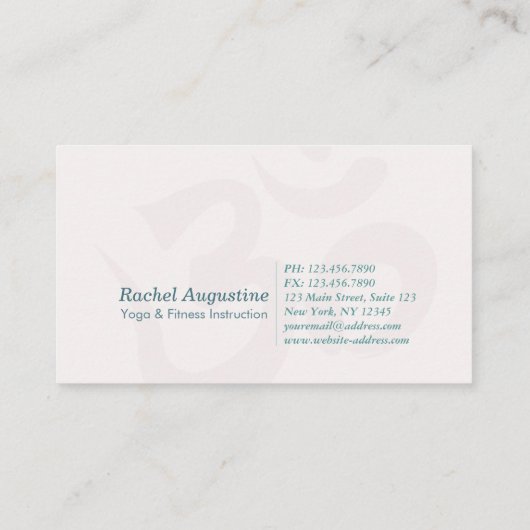 Yoga Meditation Instructor Class Pass Loyalty Kaar (Achterkant)