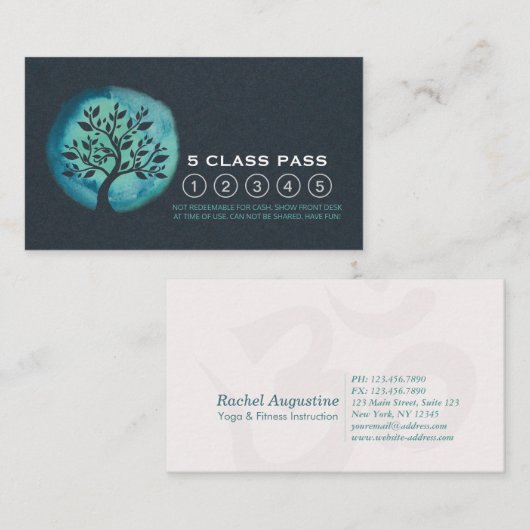 Yoga Meditation Instructor Class Pass Loyalty Kaar (Voorkant / Achterkant)