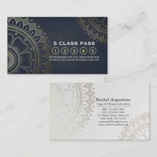 Yoga Meditation Instructor Class Pass Loyalty Kaar (Voorkant / Achterkant)