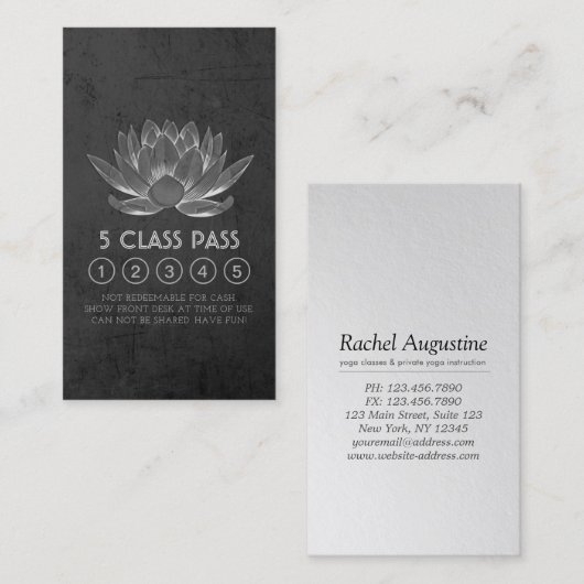 Yoga Meditation Instructor Class Pass Loyalty Kaar (Voorkant / Achterkant)