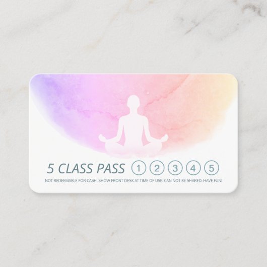 Yoga Meditation Instructor Class Pass Loyalty Kaar (Voorkant)