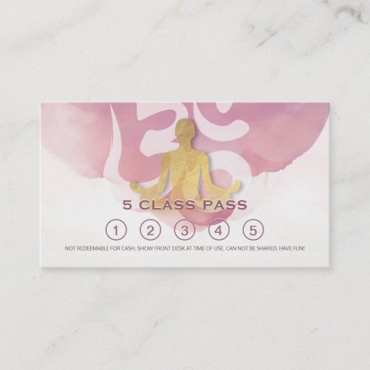 Yoga Meditation Instructor Class Pass Loyalty Kaar (Voorkant)