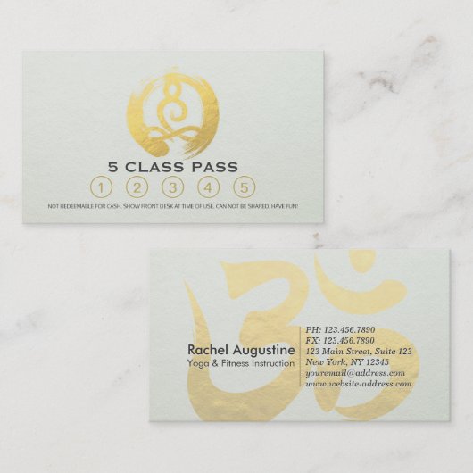 Yoga Meditation Instructor Class Pass Loyalty Kaar (Voorkant / Achterkant)
