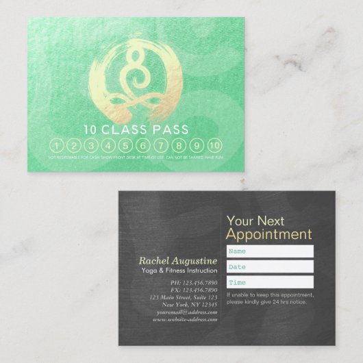 Yoga Meditation Instructor Class Pass Loyalty ZEN (Voorkant / Achterkant)