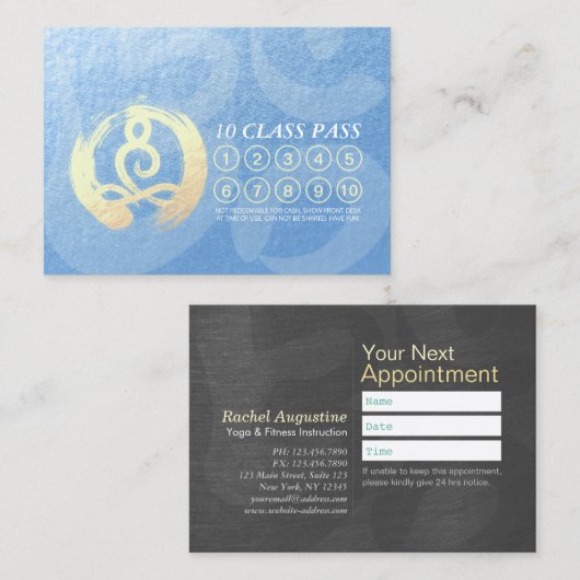 Yoga Meditation Instructor Class Pass Loyalty ZEN (Voorkant / Achterkant)