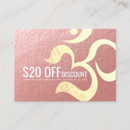Yoga Meditation Instructor Discount Coupon Om Sign (Voorkant)