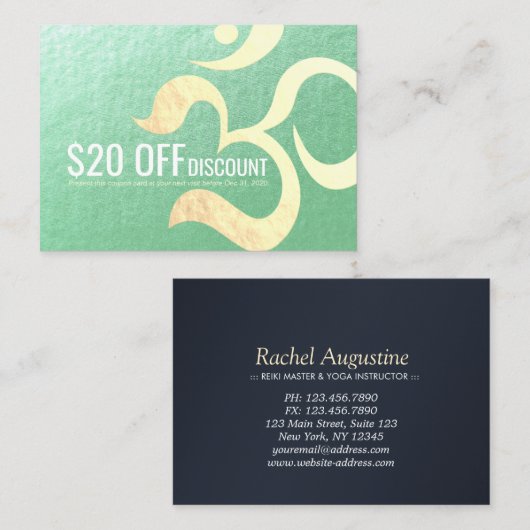 Yoga Meditation Instructor Discount Coupon Om Sign (Voorkant / Achterkant)