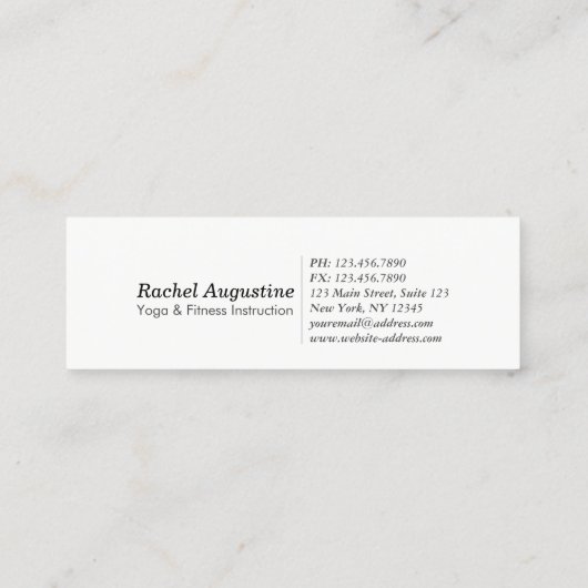 Yoga Meditation Instructor Easy Pose ZEN Symbool Mini Visitekaartje (Achterkant)