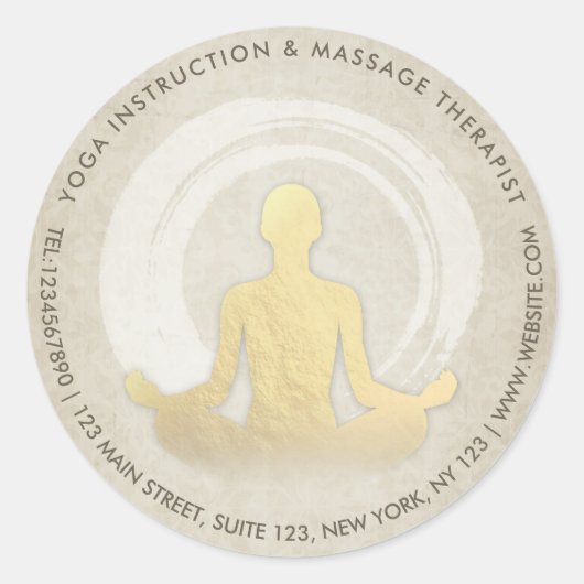Yoga Meditation Instructor Easy Pose ZEN Symbool Ronde Sticker (Voorkant)
