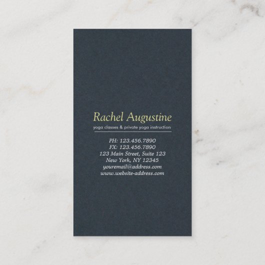 Yoga Meditation Instructor Elegant Black Blauwgroe Visitekaartje (Achterkant)