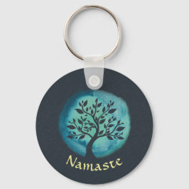 Yoga Meditation Instructor Elegant Waterverf Boom Sleutelhanger