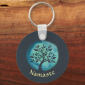 Yoga Meditation Instructor Elegant Waterverf Boom Sleutelhanger (Voorkant)