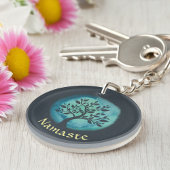Yoga Meditation Instructor Elegant Waterverf Boom Sleutelhanger