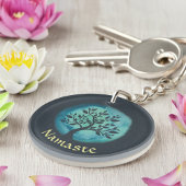 Yoga Meditation Instructor Elegant Waterverf Boom Sleutelhanger