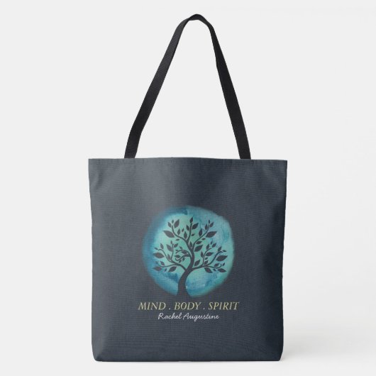 Yoga Meditation Instructor Elegant Waterverf Boom Tote Bag (Voorkant)