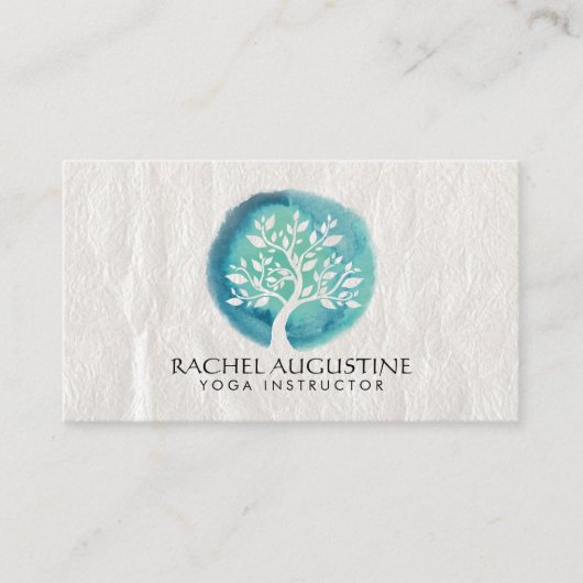 Yoga Meditation Instructor Elegant White Blauwgroe Visitekaartje (Voorkant)