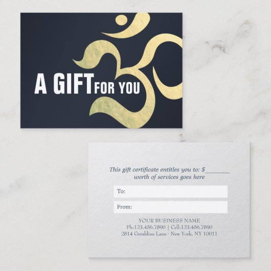 Yoga Meditation Instructor Gift Certificate OM Kortingskaartje (Voorkant / Achterkant)
