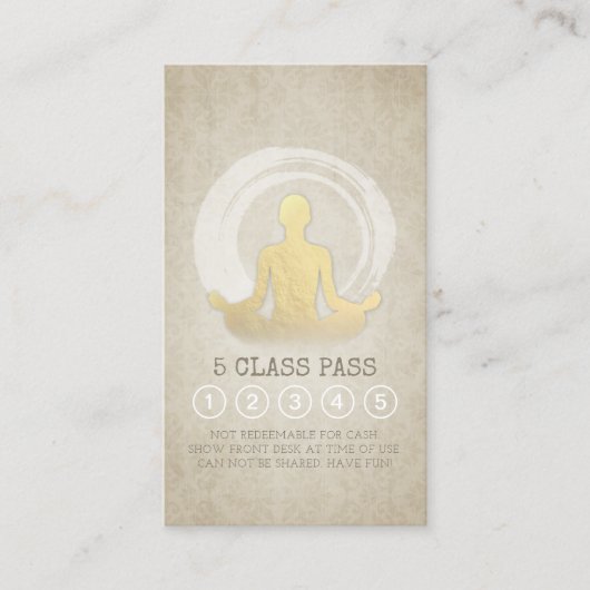 Yoga Meditation Instructor Gold Easy Pose ZEN Sign Klantenkaartje (Voorkant)