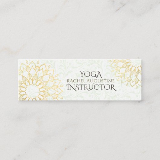 Yoga Meditation Instructor Gold Floral Mandala Mini Visitekaartje (Voorkant)