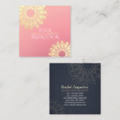 Yoga Meditation Instructor Gold Floral Mandala Vierkante Visitekaartje (Voorkant / Achterkant)