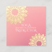 Yoga Meditation Instructor Gold Floral Mandala Vierkante Visitekaartje (Voorkant)