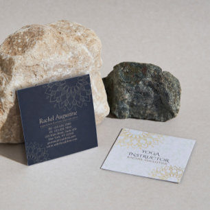 Yoga Meditation Instructor Gold Floral Mandala Vierkante Visitekaartje
