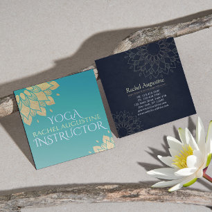 Yoga Meditation Instructor Gold Floral Mandala Vierkante Visitekaartje