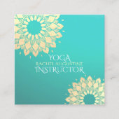 Yoga Meditation Instructor Gold Floral Mandala Vierkante Visitekaartje (Voorkant)